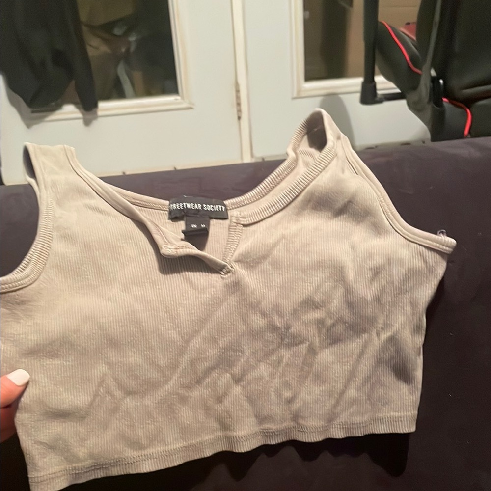 Helmut Lang Gray Ribbed Crop Top